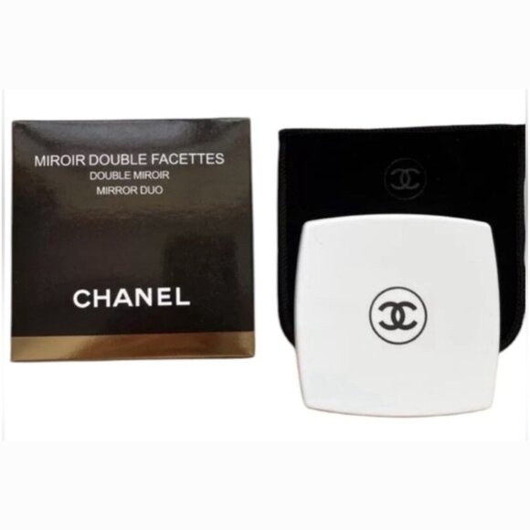 LAST ONE/WHITE AUTHENTIC CHANEL MIRROR DOUBLE FACETTES MIRROR DUO COMPACT - Picture 1 of 4